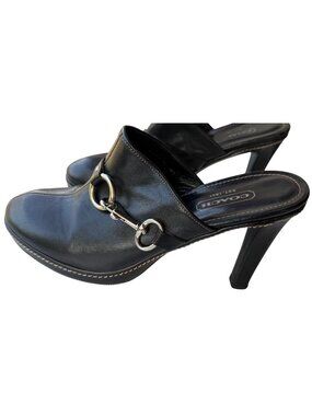 Coach Karsen High Block Heel Mules/Clogs Leather Shoes Women's Size 9B (READ!)